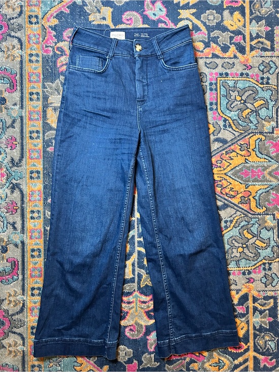 Pilcro Denim - Pilcro Wide-Leg High-Rise Jeans in Dark Blue Denim